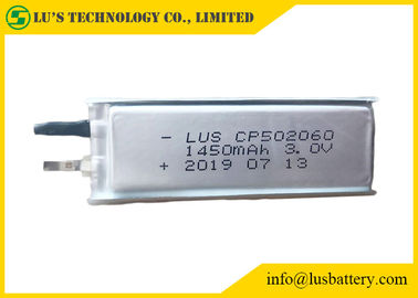 Батареи батареи лития ультра тонкой клетки Cp502060 3.0V 1450mAh основные тонкие