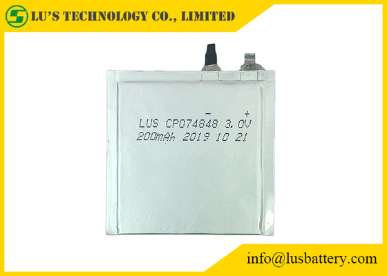 Супер тонкая батарея лития CP074848 батареи 3V 200mAh IOT LiMnO2 высокотемпературная