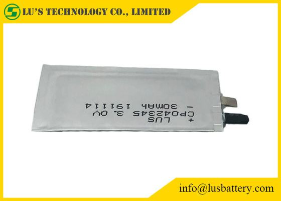 Толщина 0.4mm батареи LiMnO2 CP042345 3.0V 35mAh гибкая