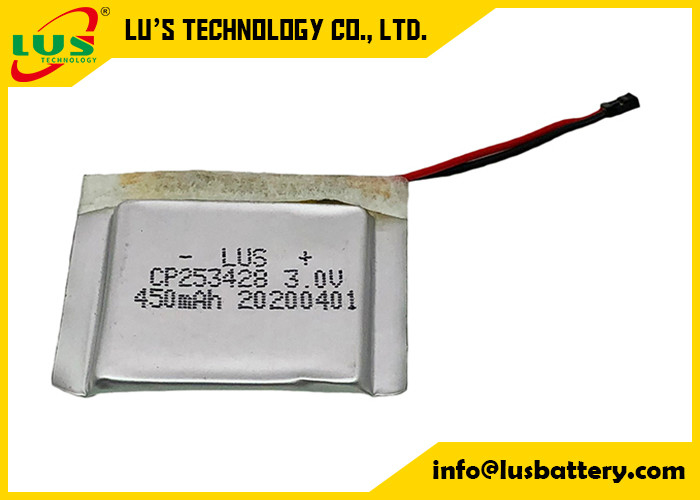 Плоское тонкое CP253428 с клеткой иона лития вольта 450mah соединителя 3 не перезаряжаемые