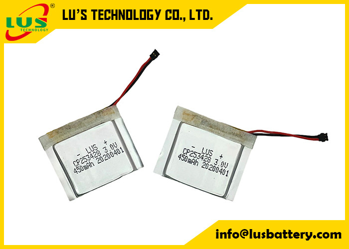 Плоское тонкое CP253428 с клеткой иона лития вольта 450mah соединителя 3 не перезаряжаемые