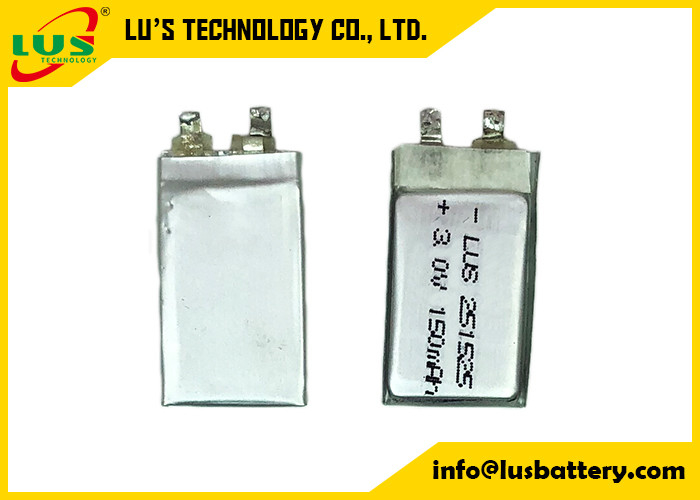 Безопасность PTC клетки мешка батареи 3.0v 150mah Limno2 высокого темпа CP251525 для применений карты