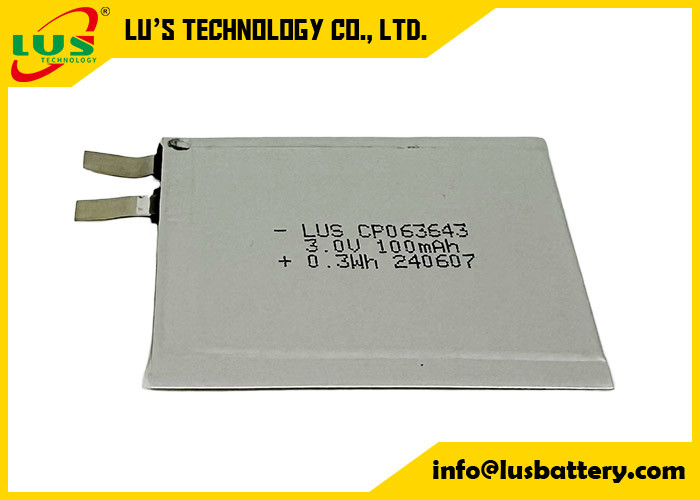 CP063643 3,0 вольт 100mAh Малая литийная батарея 3V CP063643 Ультратонкая батарея для IOT / RFID