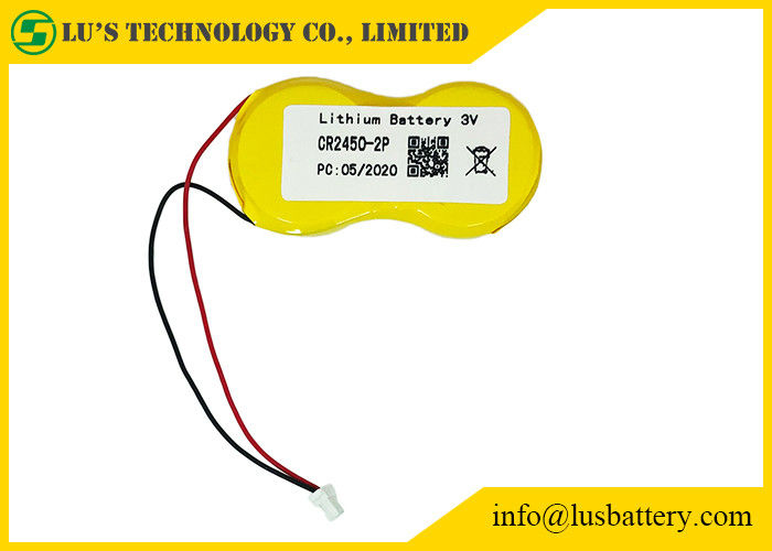 Клетка 1200mah 3.0v монетки лития кнопки CR2450-2P с соединителем проводов JST