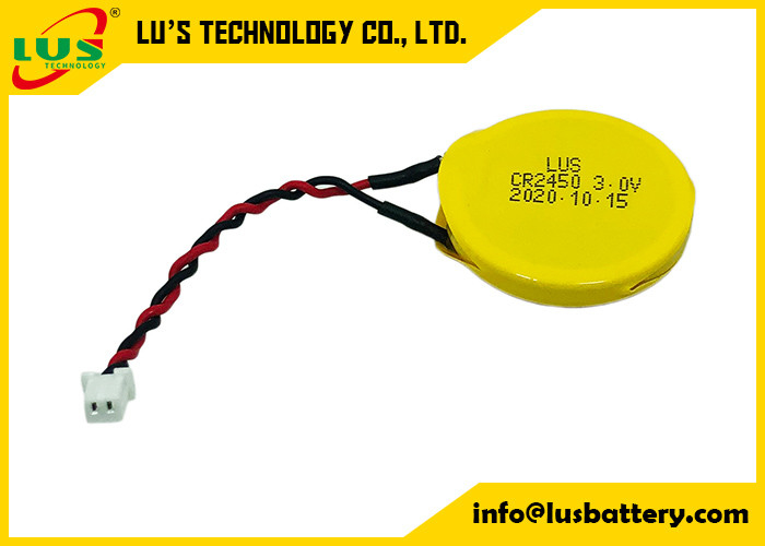 PCB SMT проводов CR2450-1P блока батарей 65mm 3v 600mah Limno2 с соединителем 2P