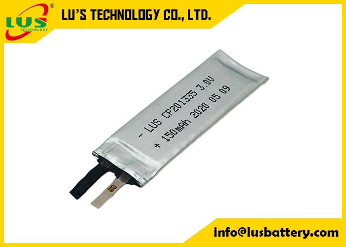 Изготовленная на заказ батарея лития CP201335 терминалов 3.0V 150mAh LiMnO2 гибкая для бирок