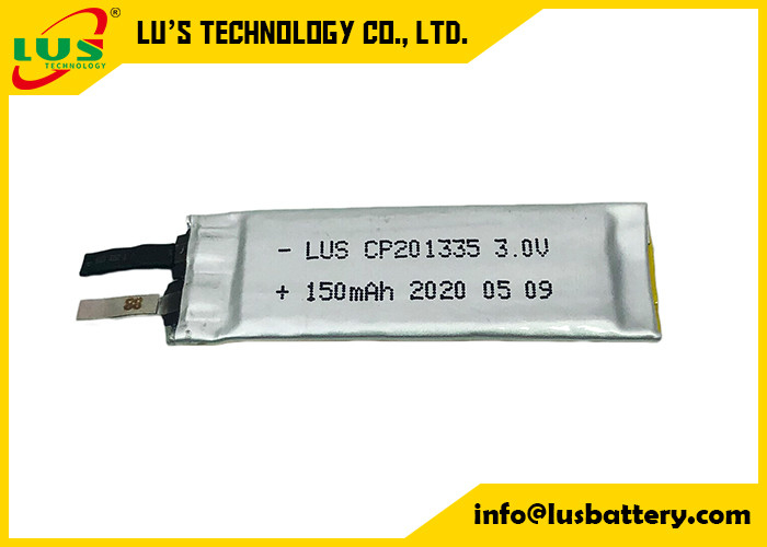 Изготовленная на заказ батарея лития CP201335 терминалов 3.0V 150mAh LiMnO2 гибкая для бирок